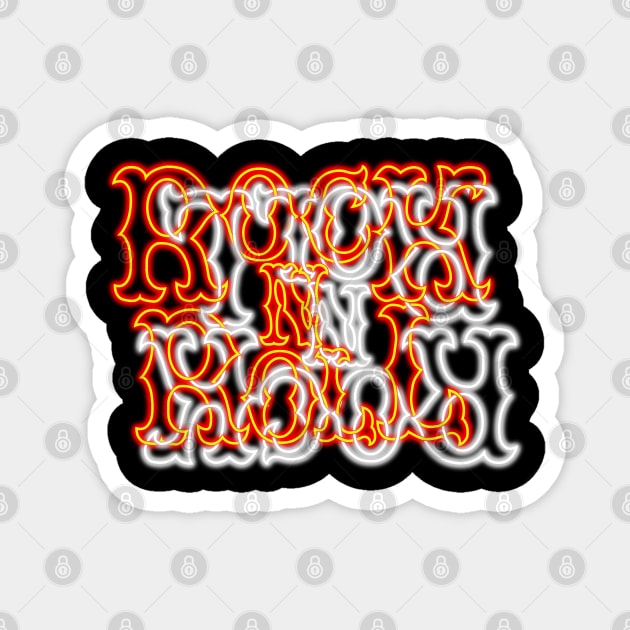 Glowing Neon Hell vs Heaven RocK n RolL Anagram Magnet by gkillerb