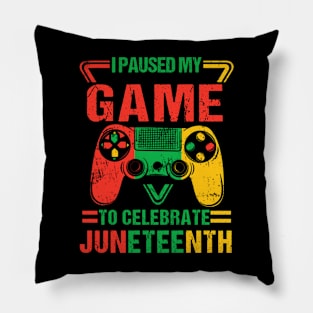 Retro I Paused My Game To Celebrate Juneteenth Gamer Boys Kid Teen Pillow