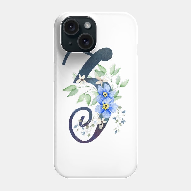 Floral Monogram Z Wild Blue Flowers Phone Case by floralmonogram