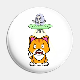 Cute orange cat is abducted by aliens Pin