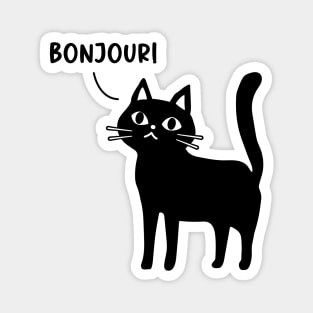 le chat dit bonjour Magnet