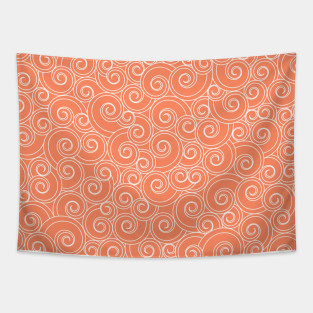 Orange Tapestry - Whirlesque Orange Twirl Pattern by cottoncanvas