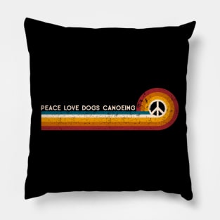 Retro Stripes Peace Love Dogs Canoeing Pillow