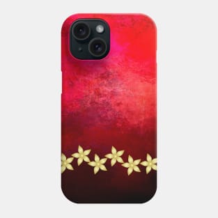 Gold flowers on bold red and black grunge texture Phone Case