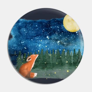 Fox looking at the Moon Pin