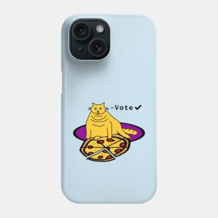 Chonk Cat with Pizza says Vote Phone Case