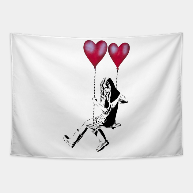 Banksy Ballon Girl Stencil Banksy Tapestry TeePublic