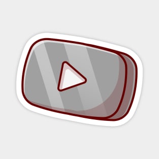 Silver Play Button in Rounded Rectangle Music Cartoon Vector Icon Illustration Magnet