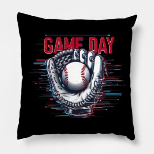 Glitchy Game Day Vibes Baseball Pillow