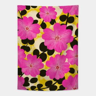 Hot Pink Colour Clash Florals Tapestry