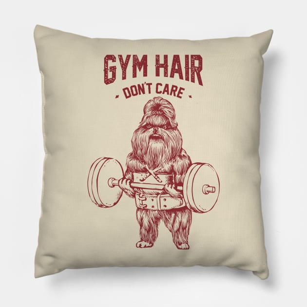 Gym hair don't care shih tzu Pillow by huebucket