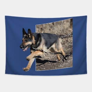 German Shepherd Jump Out Tapestry