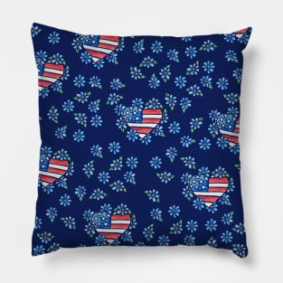 USA American Flag Heart Pillow