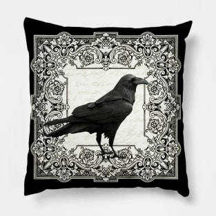 Vintage Halloween raven Pillow