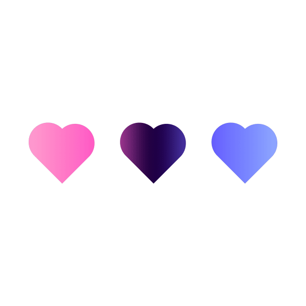 Bi+ Hearts Omnisexual Flag (Horizontal Gradient Trio) by opalaricious