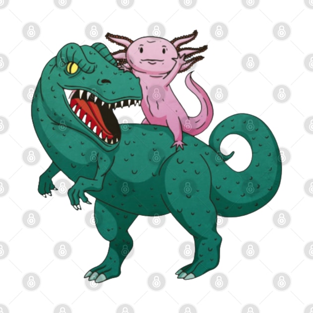 Axolotl riding a T-Rex by Digital-Zoo