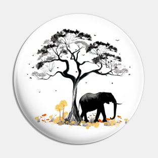 Elephant with african mimosa tree Pin