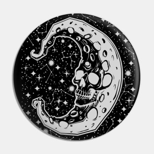 Crescent Moon Skull Pin