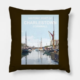 Historic Port Charlestown Cornwall.  Cornish gift Kernow Travel location poster, St Austell Pillow