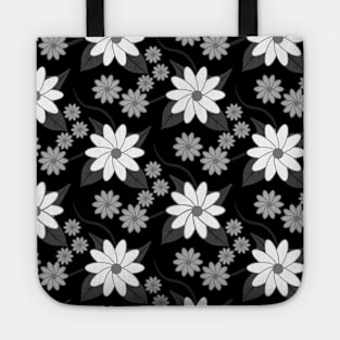 Black and white flower pattern Tote