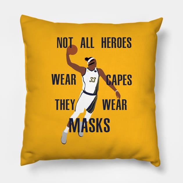 Myles Turner "Not All Heroes Wear Capes" Pillow by xRatTrapTeesx