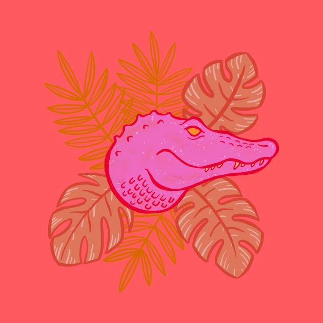 Tropical Botanical Hot Pink Alligator by Carabara Designs