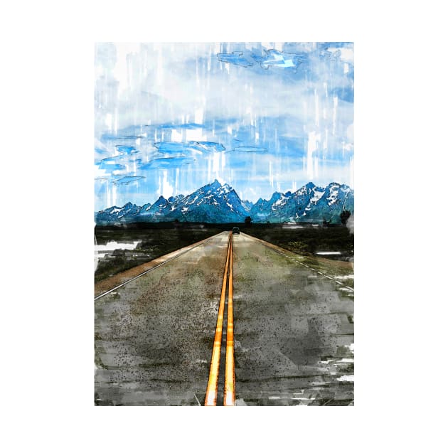 Straight Road Grand Teton USA - For Travelers by ColortrixArt