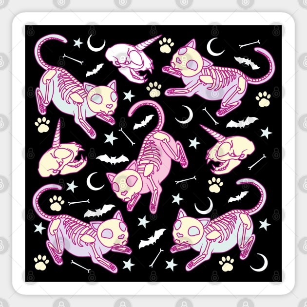 Cute Cat & Skull Pastel Goth - Pastel Goth - Sticker