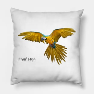 Blue Yellow Flying Parrot Birds Pillow