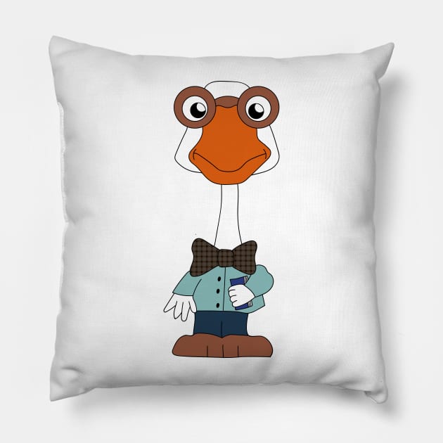 The smart goose with glasses Pillow by ludar