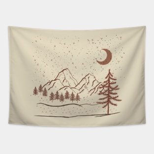 Simple Boho Warm tonned Minimalist Landscape Nature Mounted Print Tapestry