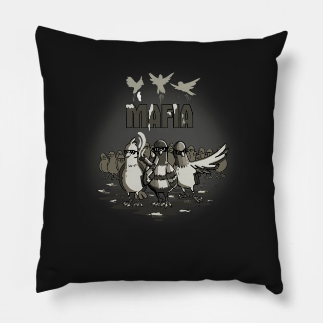 Pigeons Mafia Pillow by Akairos