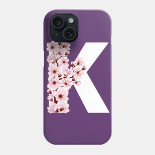 Colorful capital letter K patterned with sakura twig Phone Case