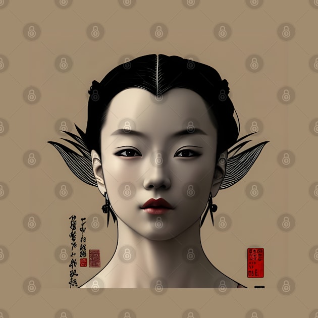 Beaux Animes Art, Ukiyo-e Japanese Anime Girl Illustration Design by Beauxanimes