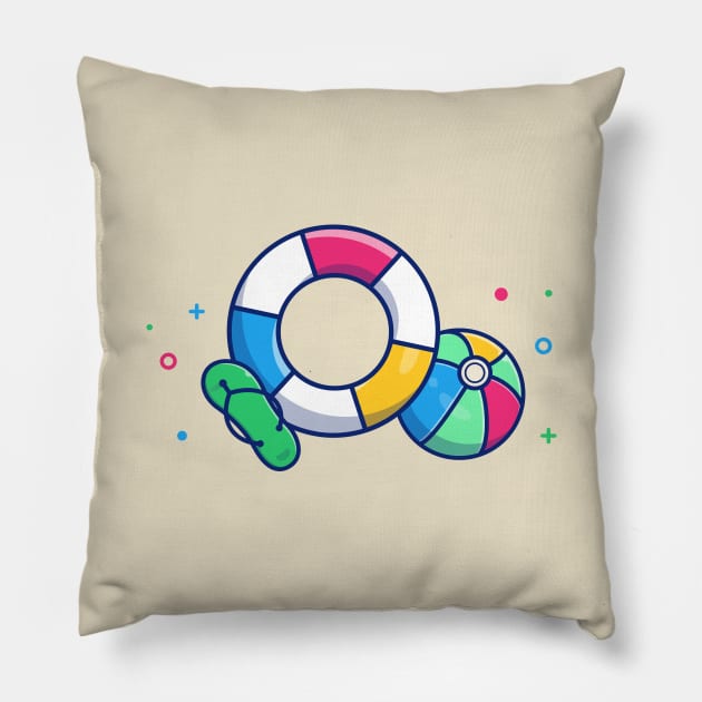 Swimming Tires And Sandal Cartoon Pillow by Catalyst Labs