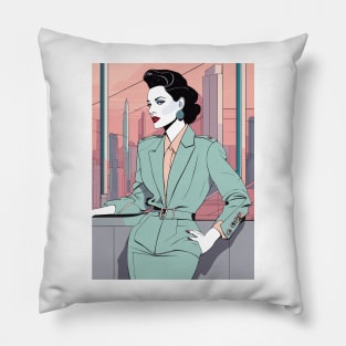 Verde Vogue Art Deco Patrick Nagel 80s Pillow