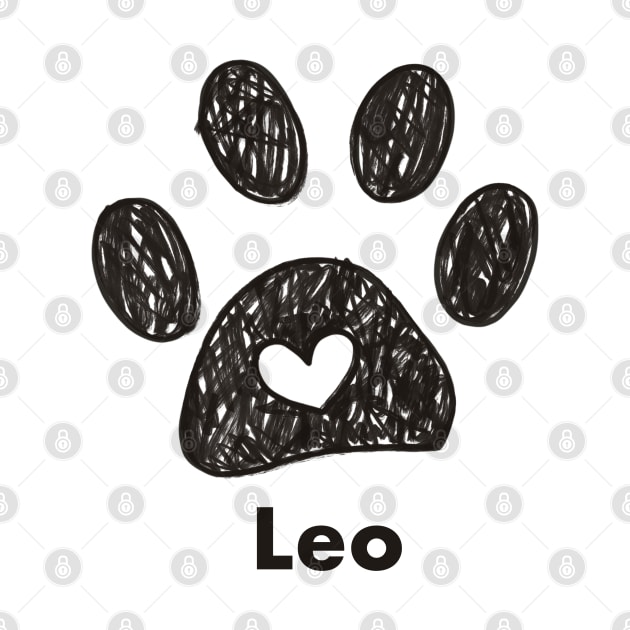 Leo name made of hand drawn paw prints by GULSENGUNEL