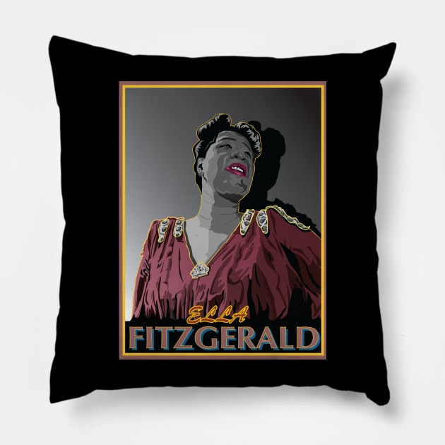 ELLA FITZGERALD AMERICAN JAZZ SINGER QUEEN OF JAZZ Pillow by Larry Butterworth