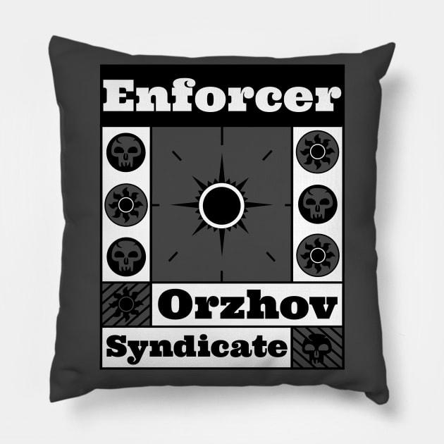 Orzhov Syndicate | Enforcer | MTG Guild Black & White on Grey Design Pillow by ChristophZombie