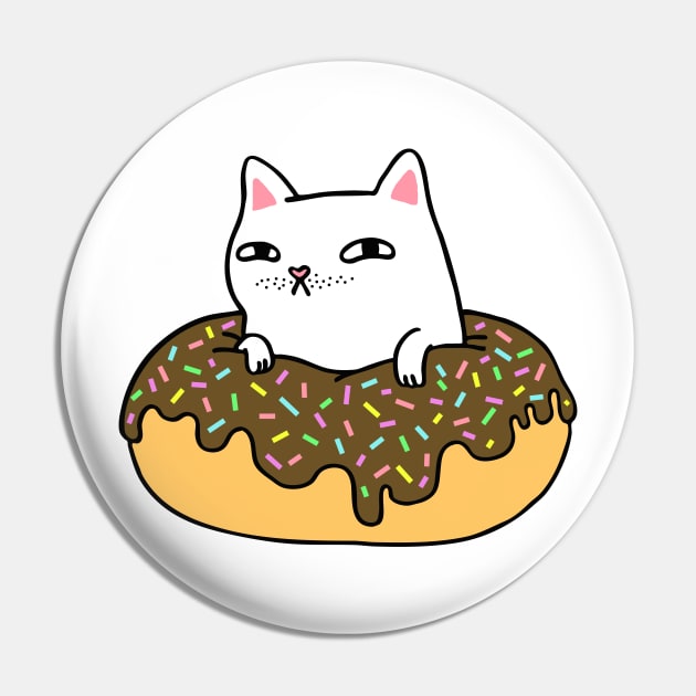 Donut Cat - White Cat Chocolate Icing Pin by natelledrawsstuff