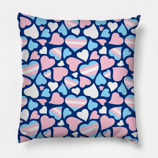 Transgender Pride Hearts Pattern Pillow