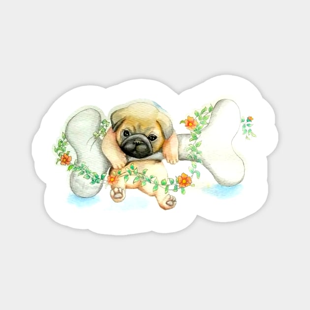 Baby Pug Magnet by Danger Noodle