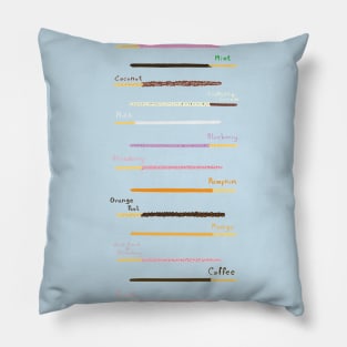 21 flavors of pocky labeled Pillow