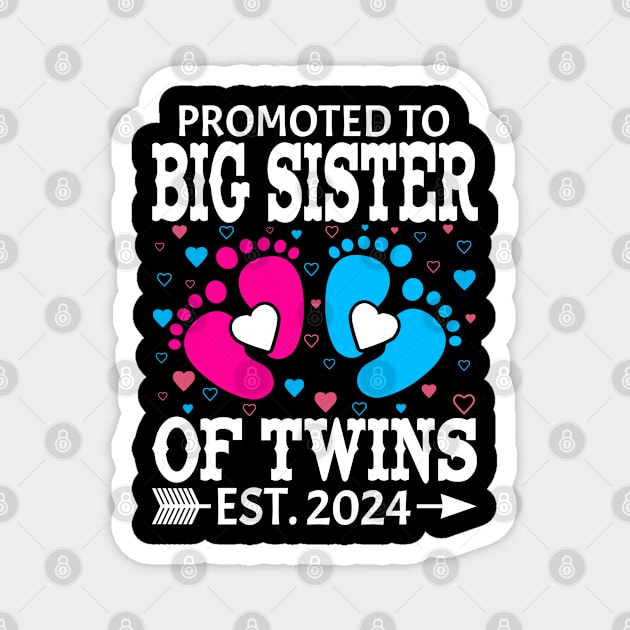 Promoted To BIG SISTER of Twins Est 2024 Pregnancy Announcement Magnet by Christ Diana