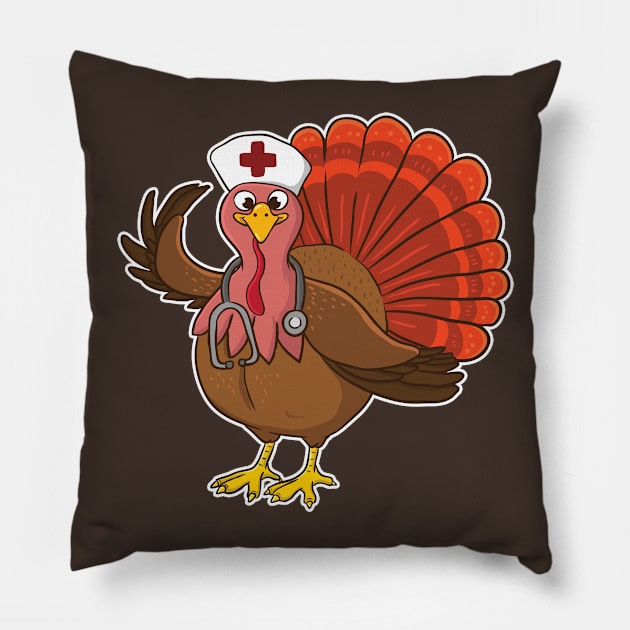 RN Nurse Turkey Thanksgiving Pillow by E