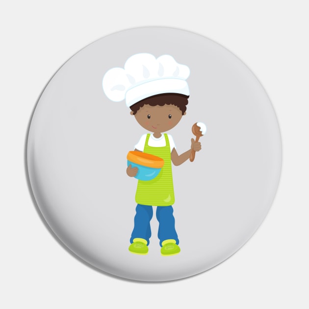 African American Boy, Baking, Baker, Bakery, Apron Pin by Jelena Dunčević