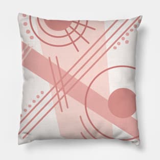 Abstract Lines and Shapes Overlaid on Top of a Cream Color Background Pillow