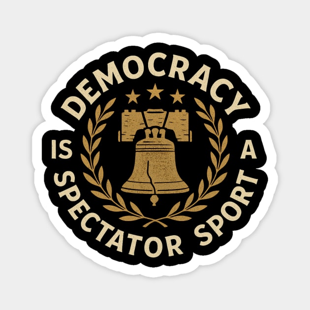 Democracy Is Not a Spectator Sport – Liberty Bell Emblem Magnet by ArtistTee ⭐⭐⭐⭐⭐