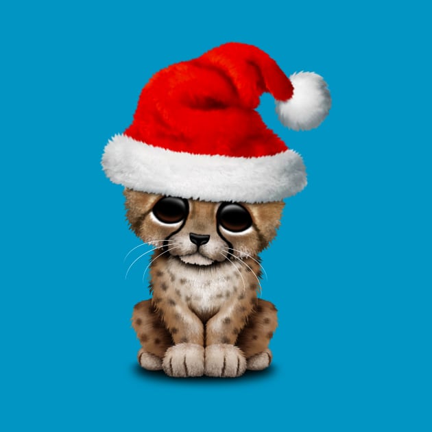 Cute Cheetah Cub Wearing a Santa Hat by jeffbartels