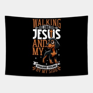 Jesus and dog - Smaland Hound Tapestry